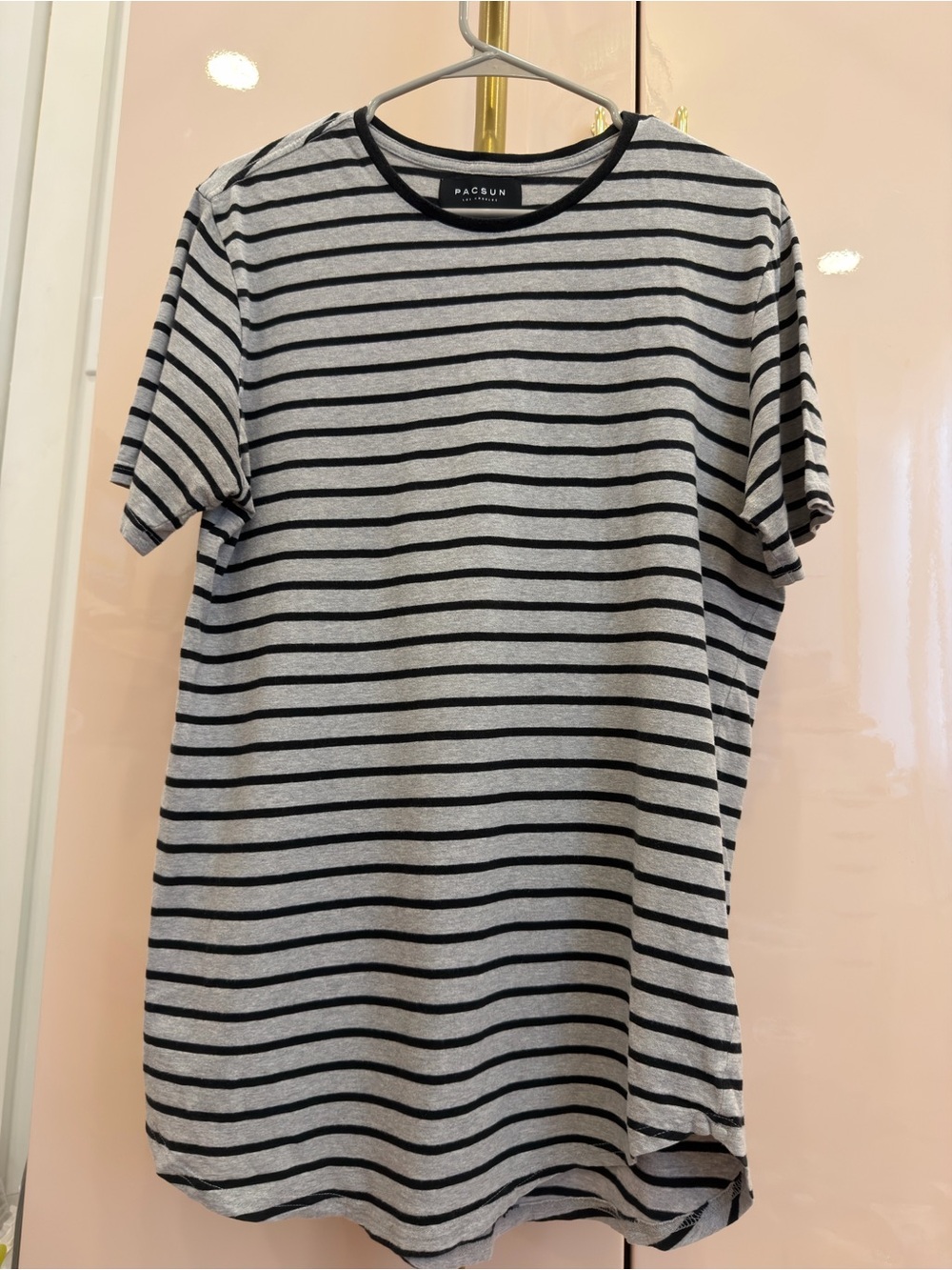 Men’s PacSun Black and Gray Striped Short Sleeve Crew Tee